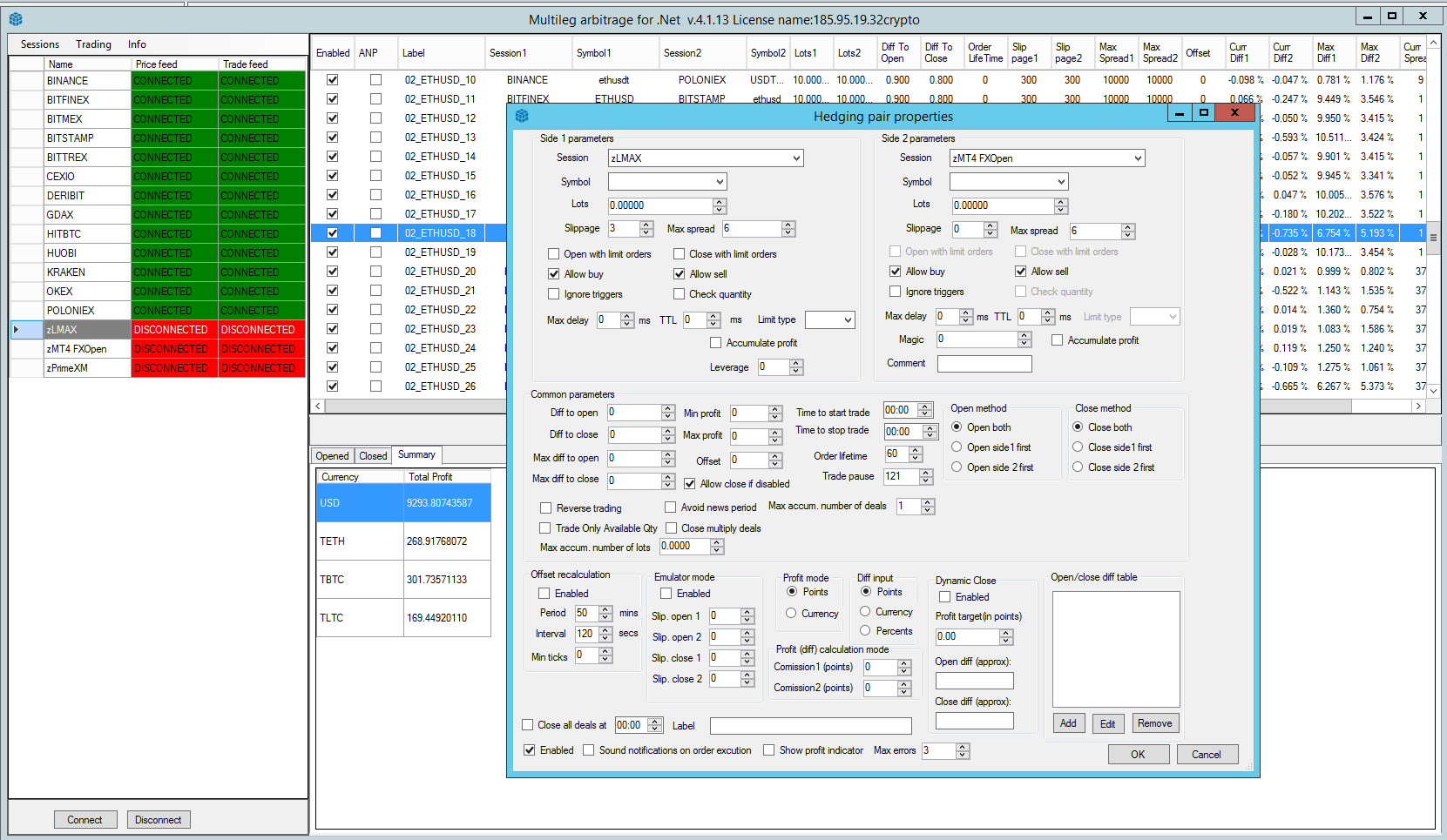 VIP Hedge Arbitrage Software